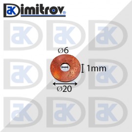 Дифтунга Ø  6 х Ø 20 х 1 mm медна
